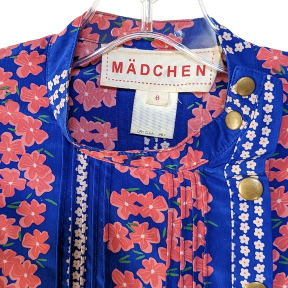 Mädchen Anthropologie Blue & Pink Floral Print Shift Dress Sz 6 - Picture 5 of 9